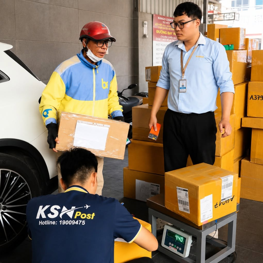 Nhân viên Kango sẽ kiểm tra lại cân nặng, kích thước hàng hóa
